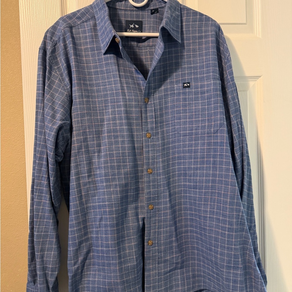 Casual Blue Plaid Button-Down Shirt